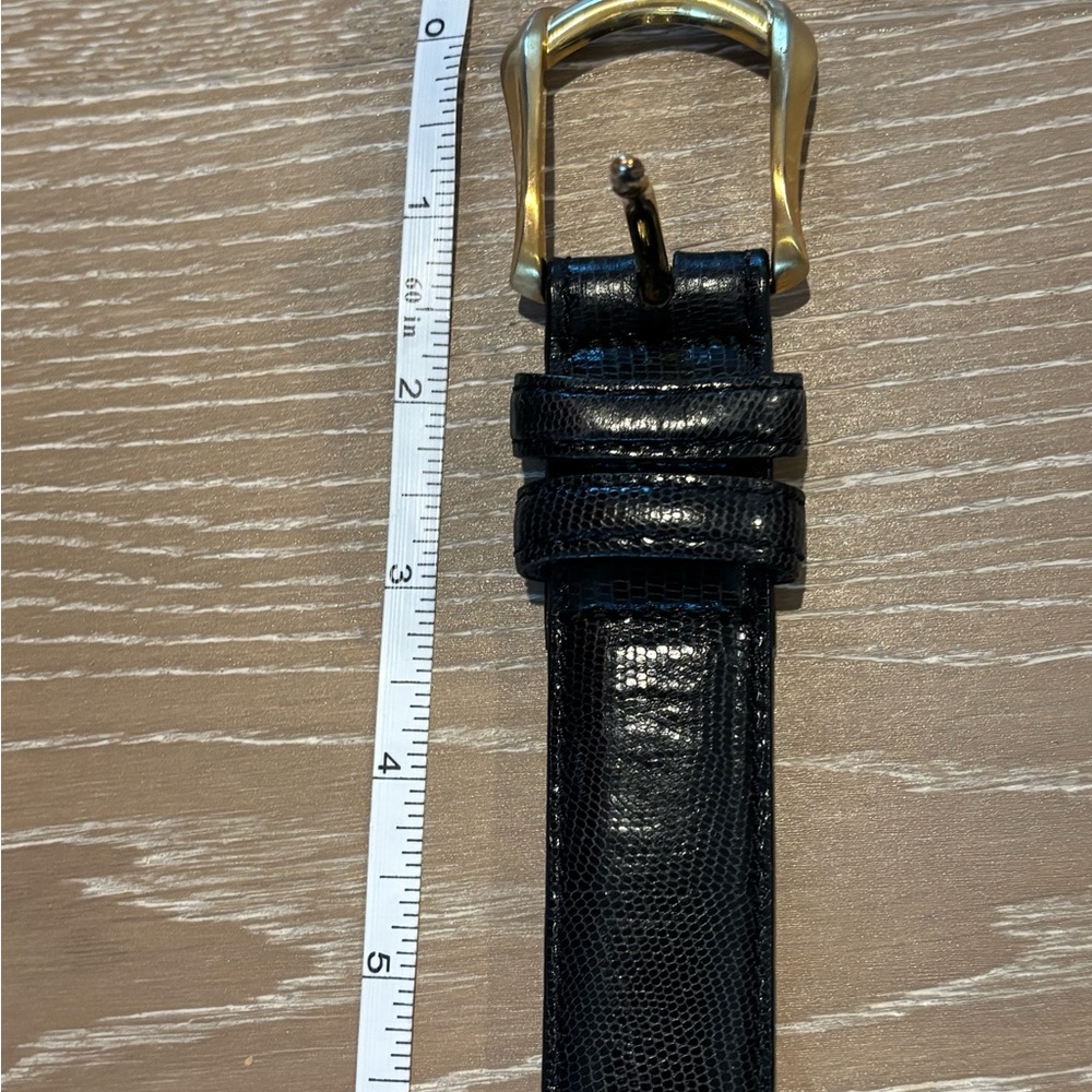 Liz Claiborne Textured Black Leather Belt with Gold Buckle - 32 207
